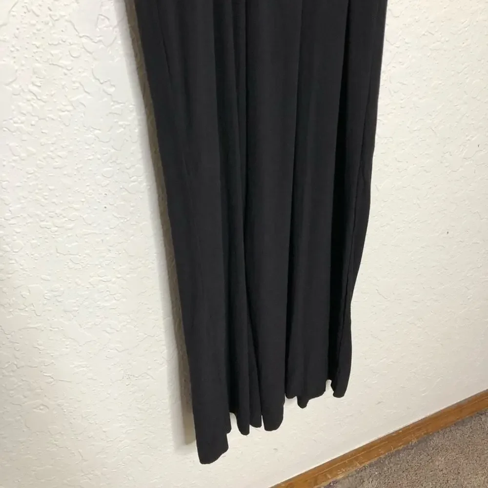 LOFT black ruffle trim wide leg sleeveless jumpsuit size Large